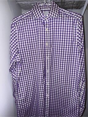 Charles Tyrwhitt Purple and White Gingham Dress Shirt